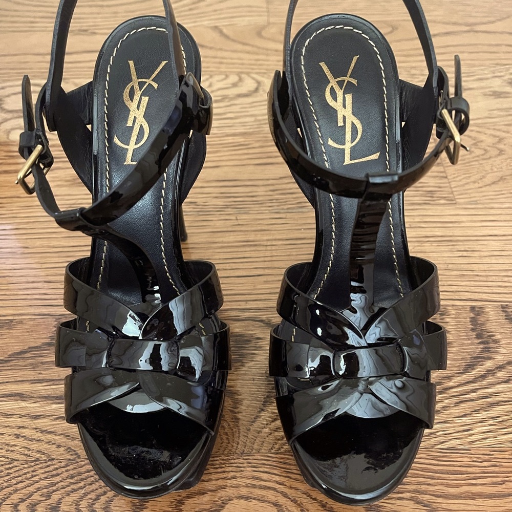 Saint Laurent Patent Tribute Platform Sandals